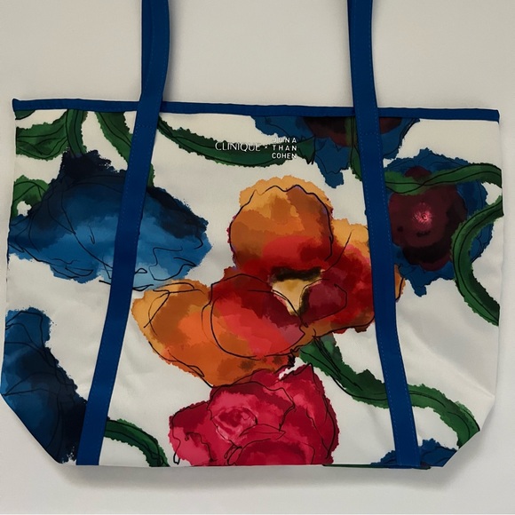 Clinique X Jonathan Cohen Springtime Poppy Floral Print Tote Bag One Size NWT - Picture 3 of 16